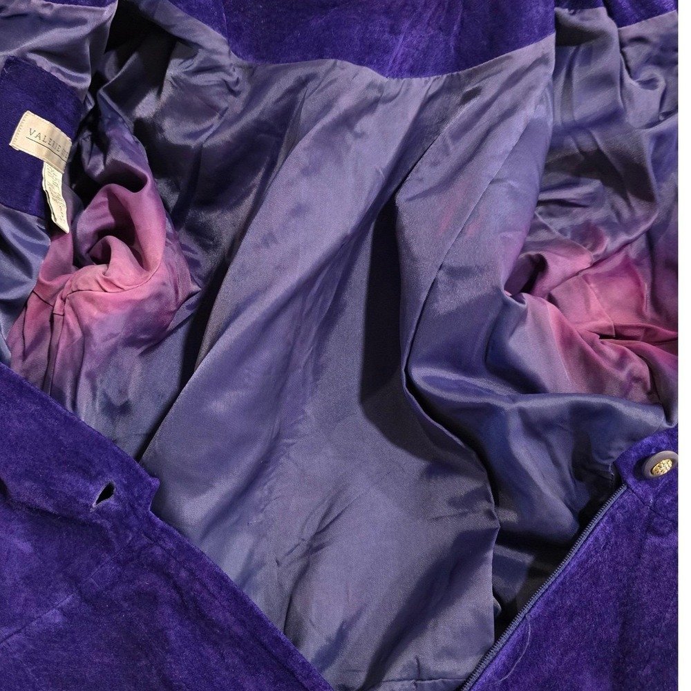 Vtg 90s Valerie Stevens Purple Suede Dress Tiered Skirt Button Back‎ Midi 4 XS - Picture 8 of 9